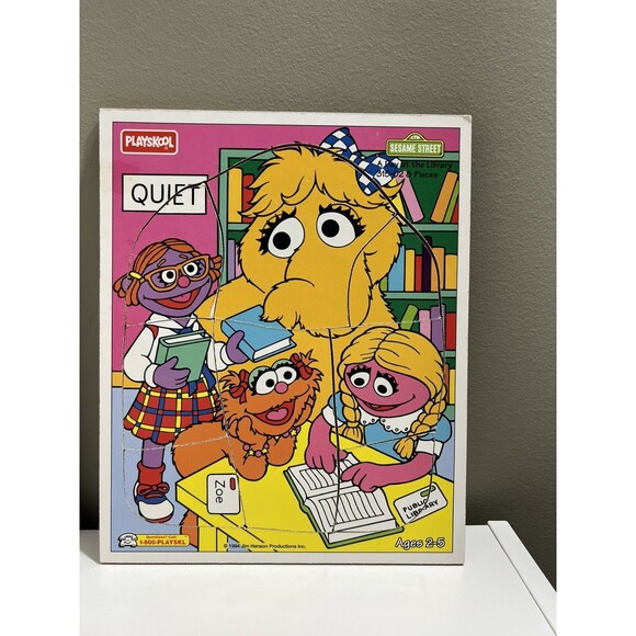 Vintage Wooden Playskool Tray Puzzles Sesame Street Mr. Snufflepagus Zoe 1994 - Picture 1 of 6